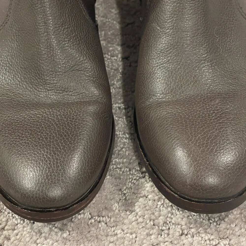 Tori Burch Gemini Link Chocolate Brown Leather Ankle Boots, 1.25” Heel, 6.5 M